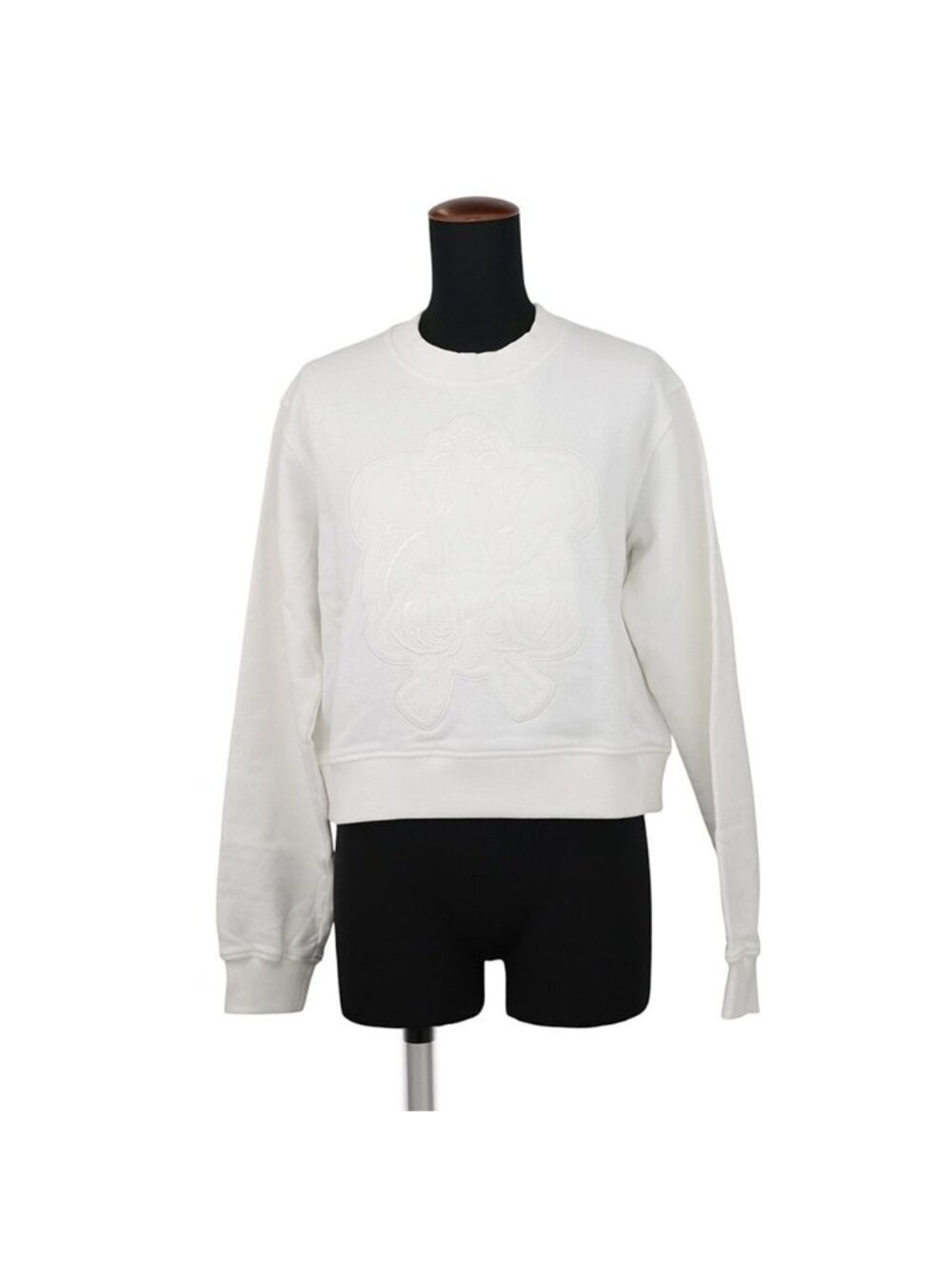 Hermes Sweatshirt Tuck Embroidery in Cotton White 36